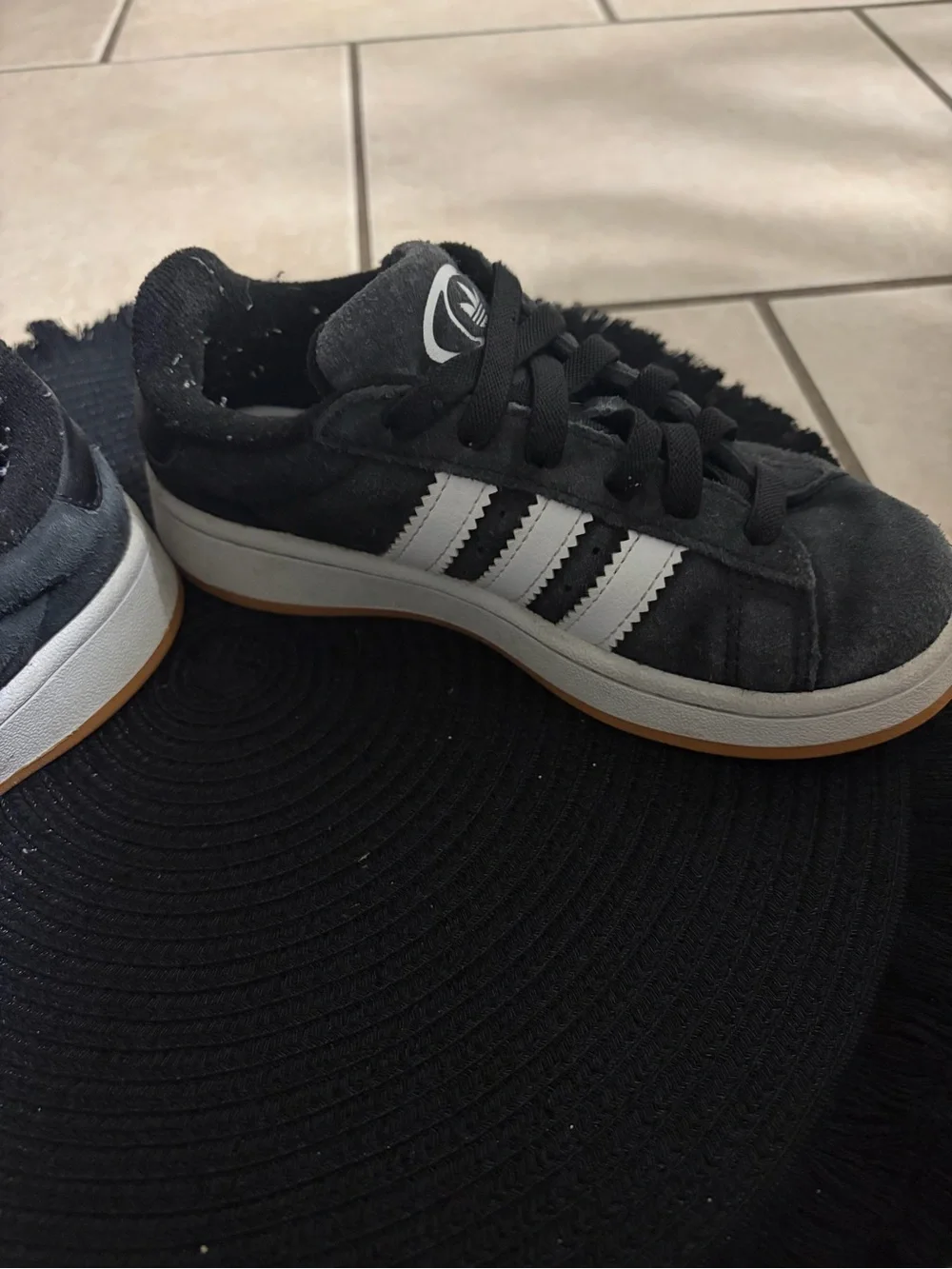 adidas Kids Black Sneakers with White Stripes